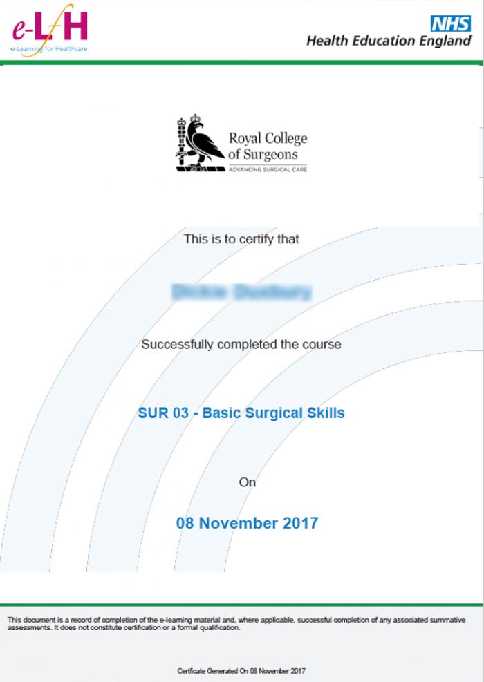 online surgery certificate