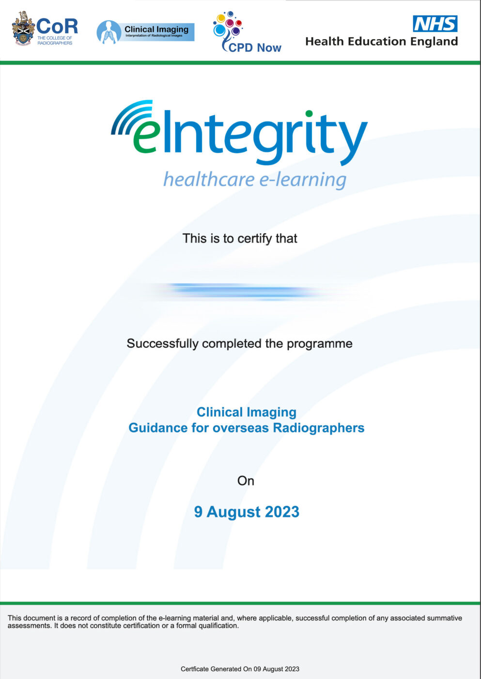 Clinical Imaging overseas - Guidance for Overseas Radiographers Certificate