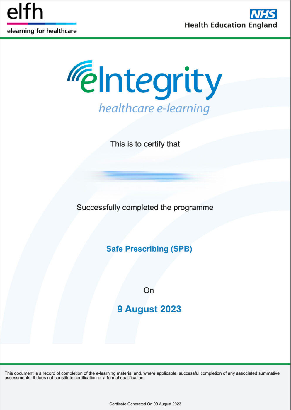Safe Prescribing Certificate